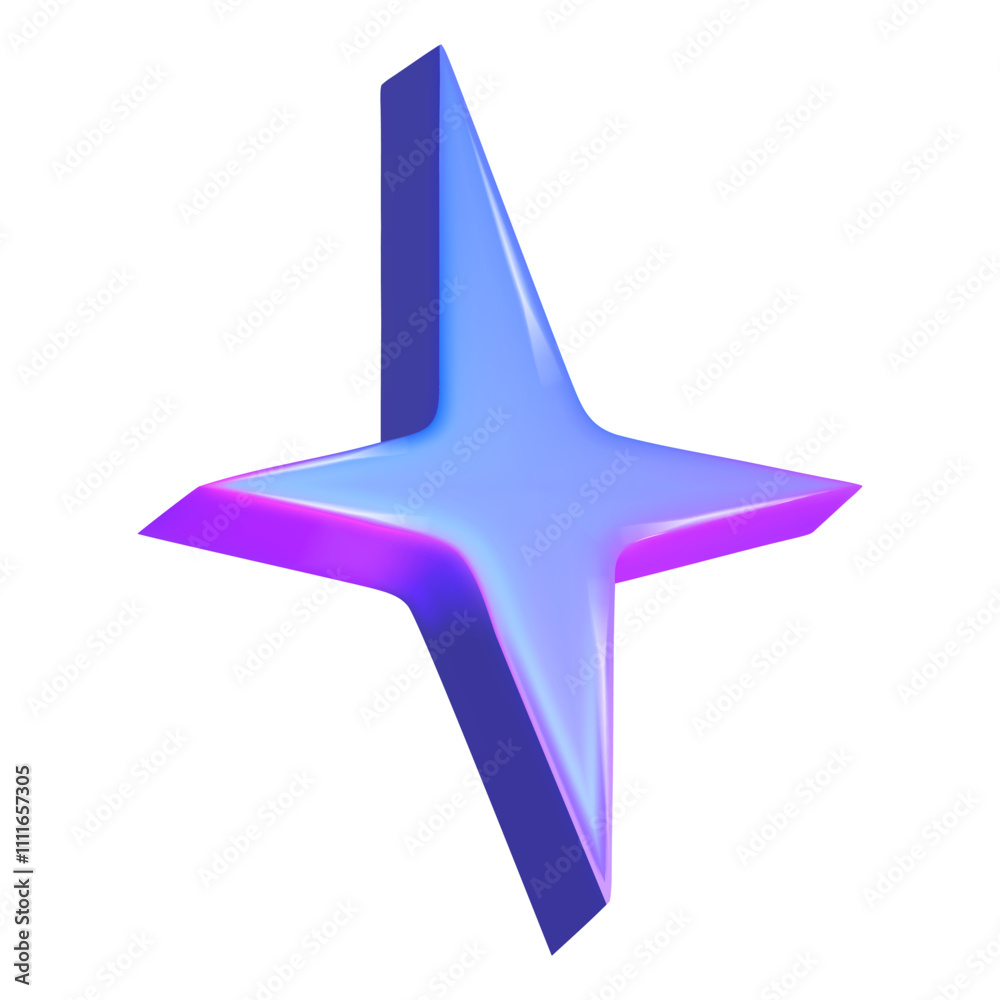 Y2K holographic star chrome purple color. Render 3d chrome metal. Star hologram 3d vector illustration Y2K holographic star chrome purple color. Render 3d chrome metal. Star hologram 3d vector illustration