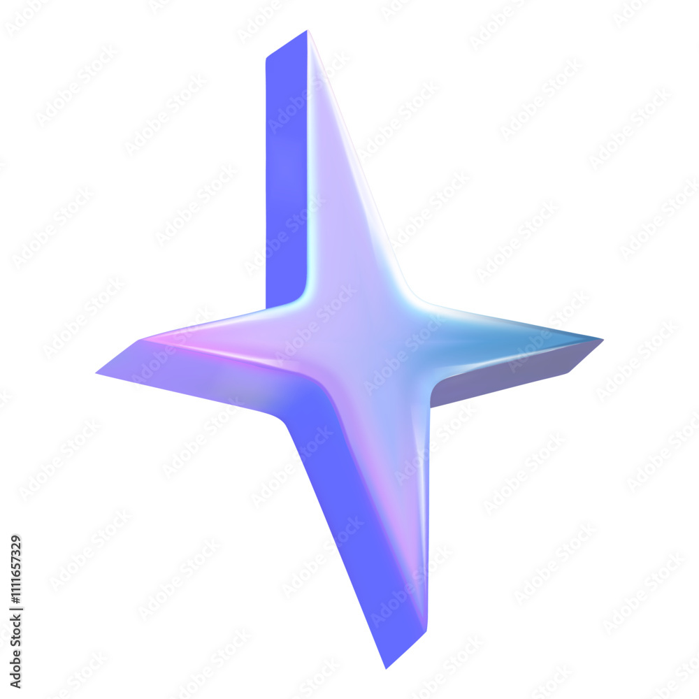 Y2K holographic star chrome purple color. Render 3d chrome metal. Star hologram 3d vector illustration Y2K holographic star chrome purple color. Render 3d chrome metal. Star hologram 3d vector illustration