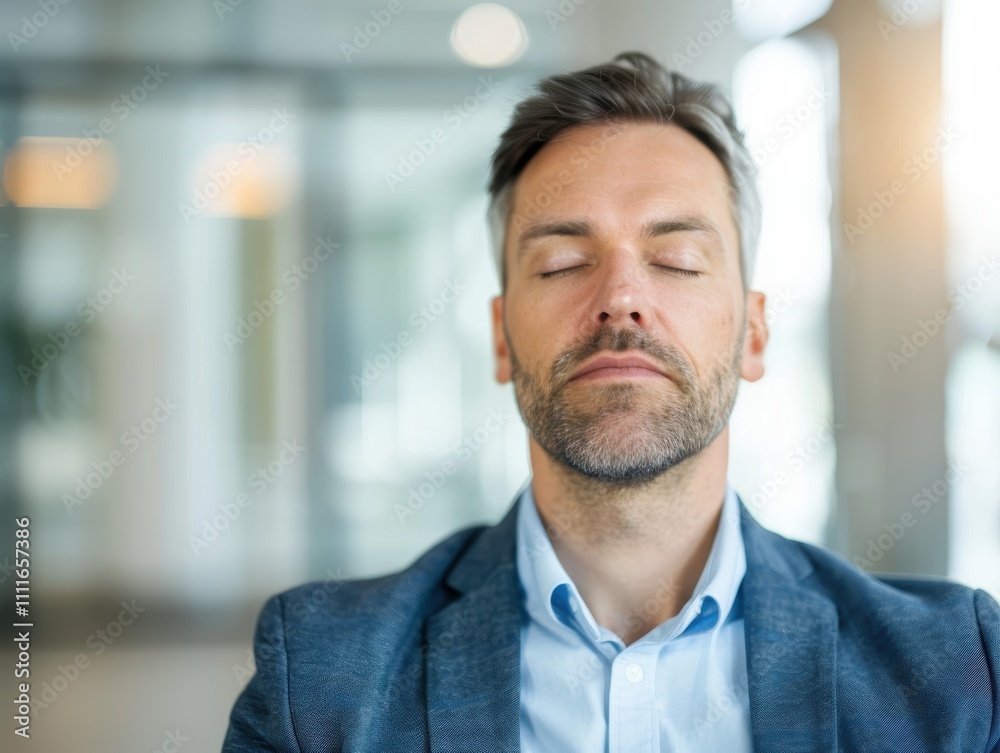 A corporate leader meditating in a professional setting. Value of calmness and mindfulness in decision-making, stress management, and leadership growth, while fostering workplace focus and balance. A corporate leader meditating in a professional setting. Value of calmness and mindfulness in decision-making, stress management, and leadership growth, while fostering workplace focus and balance.