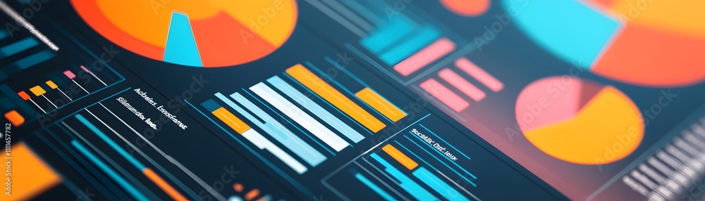 Fototapeta premium A vibrant digital data visualization showcasing colorful graphs and charts.