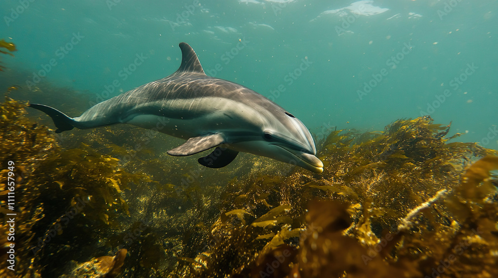 Fototapeta premium a dolphin swimming underwater