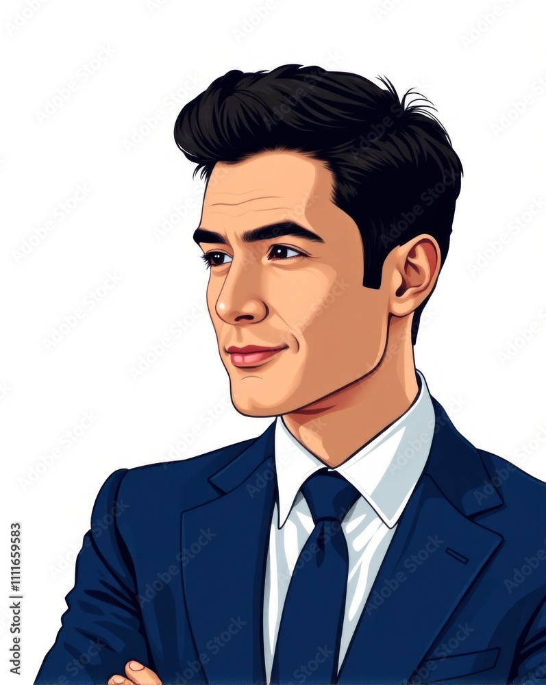 Cartoon portrait illustration of rich happy businessman Cartoon portrait illustration of rich happy businessman