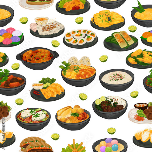 Vietnamese Traditional Cuisine Pattern