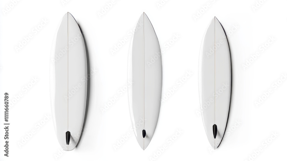 White surfboard front, side and back view. Vector realistic mockup of blank long board for summer beach activity, surfing on sea waves. Leisure sport equipment isolated on white background White surfboard front, side and back view. Vector realistic mockup of blank long board for summer beach activity, surfing on sea waves. Leisure sport equipment isolated on white background