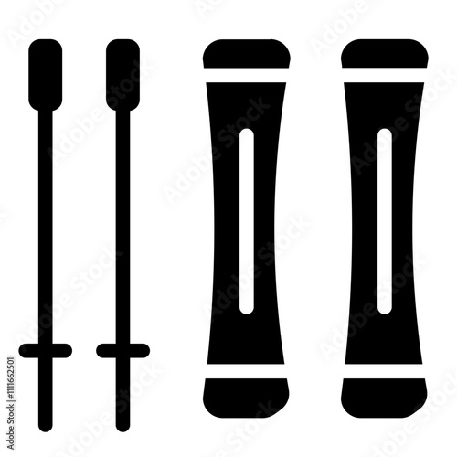 Ski poles Solid Icon
