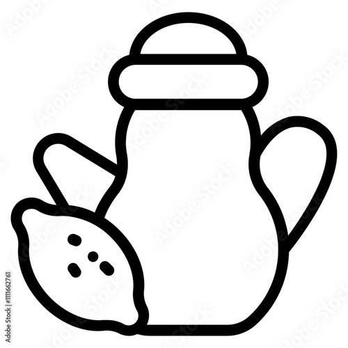 Tea pot lemon Line Icon
