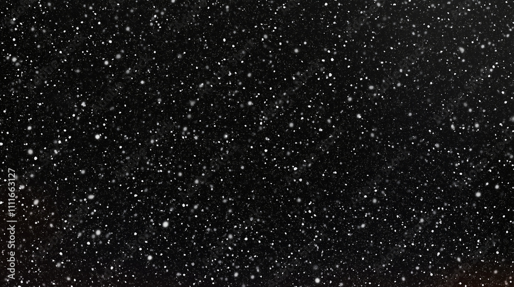 Minimalist, high-resolution black and white photograph of abstract snowflakes falling against a starry night sky. The image features a flat lay, top-down perspective, and a grainy texture, creating a Minimalist, high-resolution black and white photograph of abstract snowflakes falling against a starry night sky. The image features a flat lay, top-down perspective, and a grainy texture, creating a
