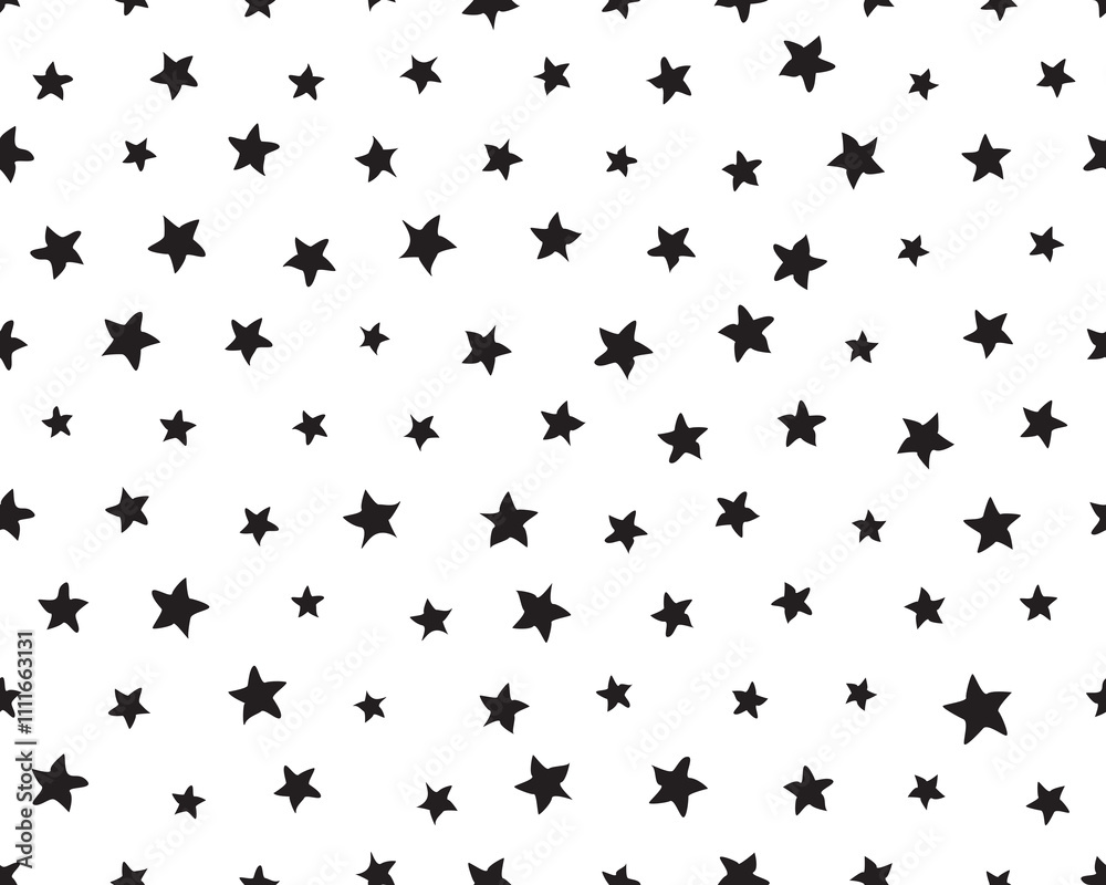 Seamless pattern with black stars on a white background Seamless pattern with black stars on a white background