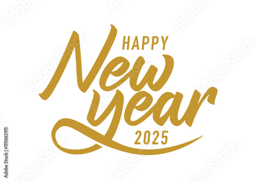 Happy New Year gold handwriting vector design on white background
