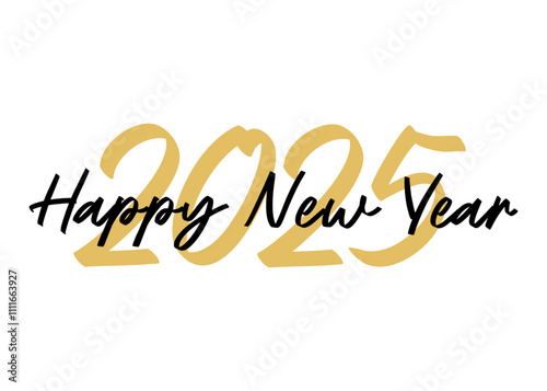 Happy New Year 2025 
design with handwritten simple vector