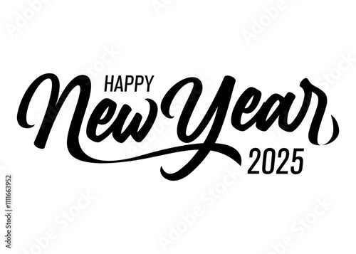 Happy new year 2025 hand lettering simple vector design isolated on white background
