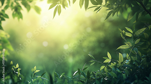 Nature's tranquility captured in a serene forest setting with soft sunlight filtering through leaves