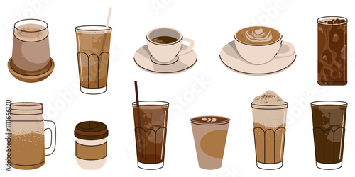 Set of Hot and Cold Coffee
