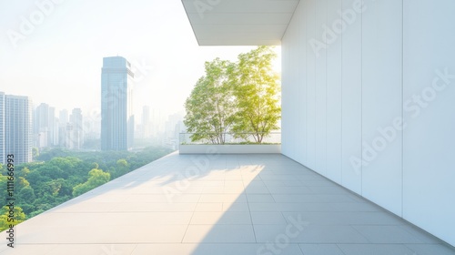 Sleek Urban Architecture Modern Elevated Walkway with Cityscape Views