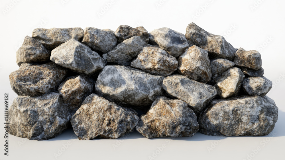 Mountain rocks, stones or boulders natural elements for design, geological materials with realistic texture. Rocky pieces of different shape isolated on white background 3d vector illustration, set Mountain rocks, stones or boulders natural elements for design, geological materials with realistic texture. Rocky pieces of different shape isolated on white background 3d vector illustration, set