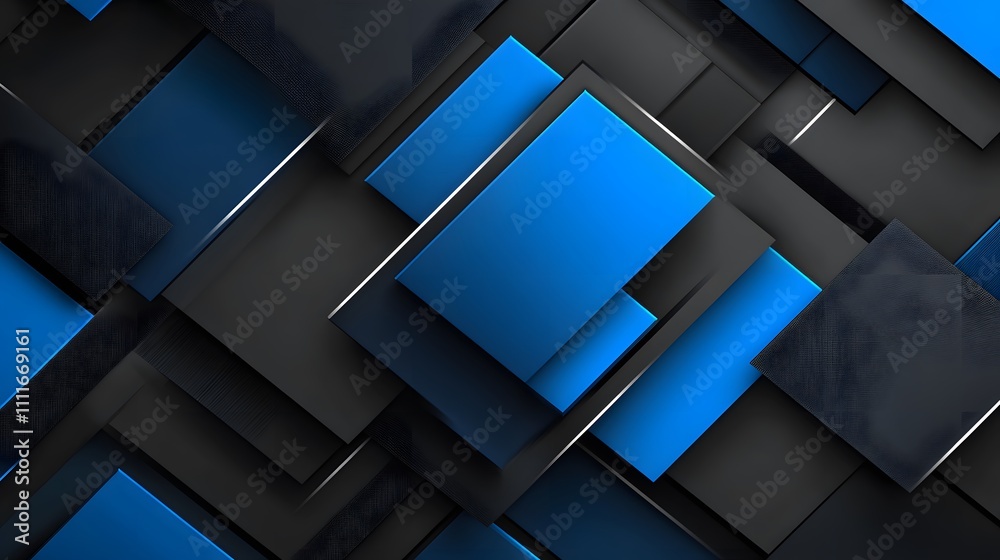 Abstract Blue and Black Square Pattern Design