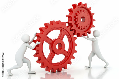 Abstract Mechanism of Two Red Gears