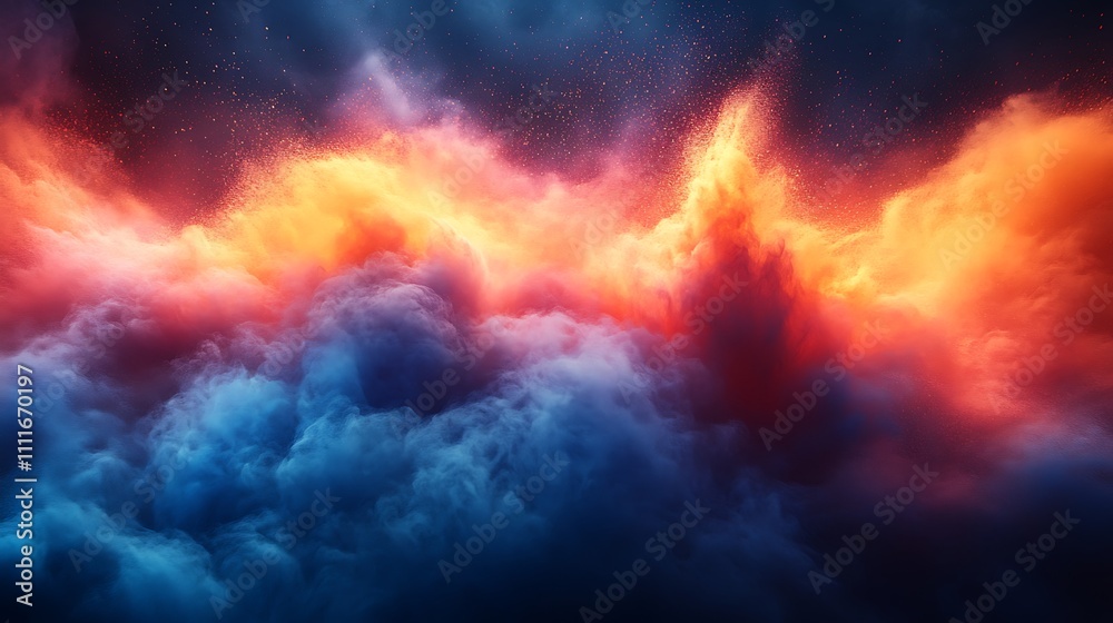 Fiery, vibrant cloudscape with swirling orange and blue hues. Fiery, vibrant cloudscape with swirling orange and blue hues.