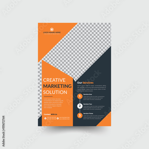 Modern Clean professional Business Flyer & Brochure Template Design ,A4 size and corporate minimal design ,abstract orange shape business flyer ,yellow & black colors flyer Template Design