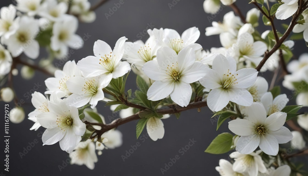 Obraz premium detailed view of white flowers and branch details , white flower details, forest blossoms in detail