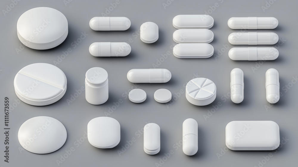 White medical pills and capsules in different views. Vector realistic 3d mockup of pharmaceutical drugs, round tablets and capsules. Set of medicaments, pharmacy remedies for cure and treatment White medical pills and capsules in different views. Vector realistic 3d mockup of pharmaceutical drugs, round tablets and capsules. Set of medicaments, pharmacy remedies for cure and treatment