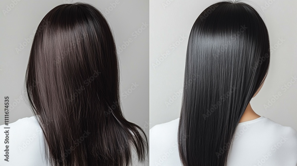 Woman CGM hair styling treatment before and after scalp therapy Woman CGM hair styling treatment before and after scalp therapy