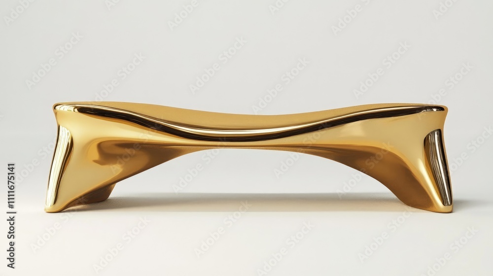 A sleek gold bench with smooth, curving lines, reflecting elegance and modern sophistication in a minimalist design A sleek gold bench with smooth, curving lines, reflecting elegance and modern sophistication in a minimalist design
