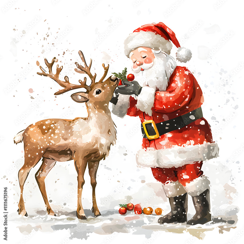 Santa Claus enjoying winter adventures in festive settings Santa Claus enjoying winter adventures in festive settings