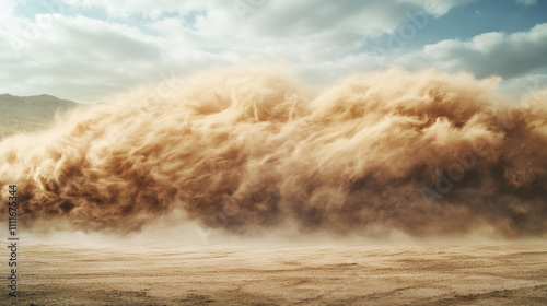 Desert sandstorm, brown dusty cloud or dry sand flying with gust of wind, big explosion realistic texture vector illustration isolated on transparent background