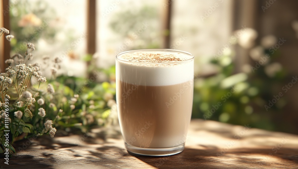 Creamy Latte Coffee Drink, Enjoying a Relaxing Moment by the Window, Sunlit Table, Aromatic Beverage, Frothy Milk, Sweet Treat, Caffeinated Delight, Cozy Atmosphere, Peaceful Setting, Warm Colors Creamy Latte Coffee Drink, Enjoying a Relaxing Moment by the Window, Sunlit Table, Aromatic Beverage, Frothy Milk, Sweet Treat, Caffeinated Delight, Cozy Atmosphere, Peaceful Setting, Warm Colors