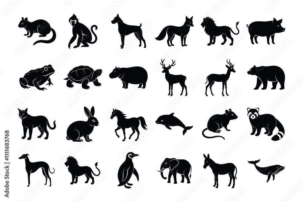 Fototapeta premium Silhouette Animal Vector Illustrations: Stunning Wildlife Designs