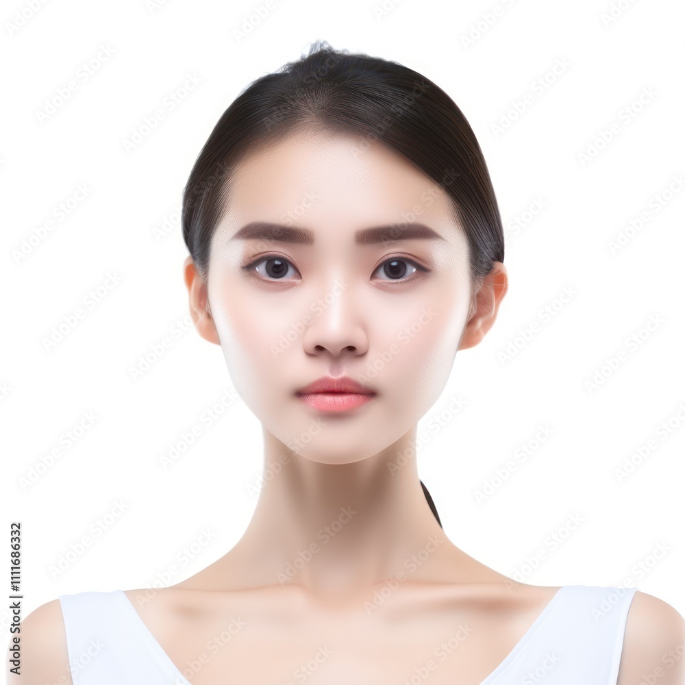 Young woman with smooth skin and expressive eyes, showcasing natural beauty, posing confidently in a minimalist style, perfect for beauty and wellness themes Young woman with smooth skin and expressive eyes, showcasing natural beauty, posing confidently in a minimalist style, perfect for beauty and wellness themes