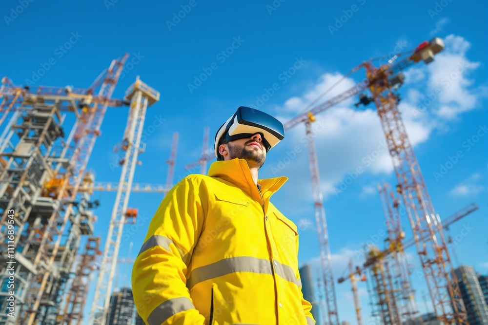 Construction Worker Using Virtual Reality Technology on a Building Site Construction Worker Using Virtual Reality Technology on a Building Site