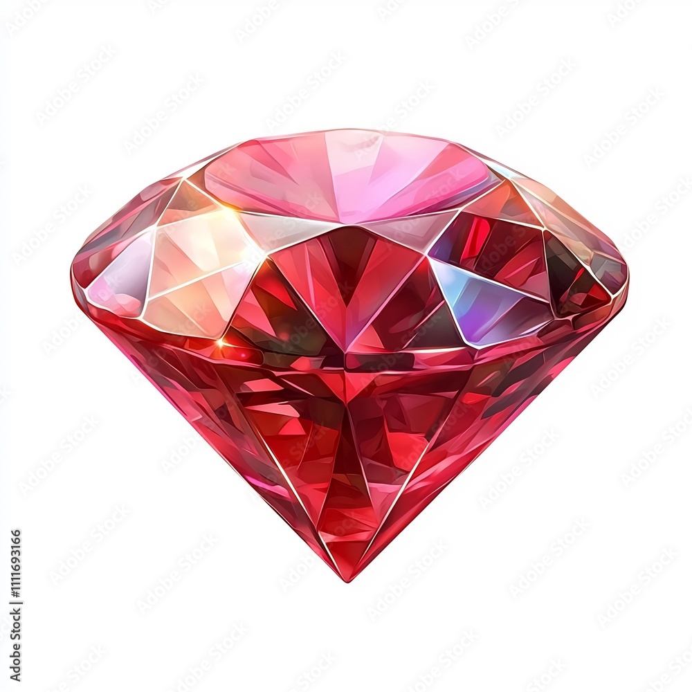 Sparkling Red and White Diamond Pendant Icon in Cartoon Minimal Style on Isolated Background Sparkling Red and White Diamond Pendant Icon in Cartoon Minimal Style on Isolated Background