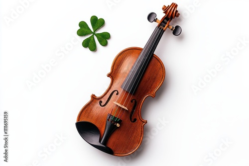 Elegant Violin and a Lucky Clover: A Beautiful Combination of Music and Nature photo