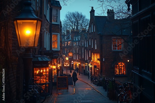 Evening Stroll: Cobblestone Streets, Glowing Windows, Twilight Charm