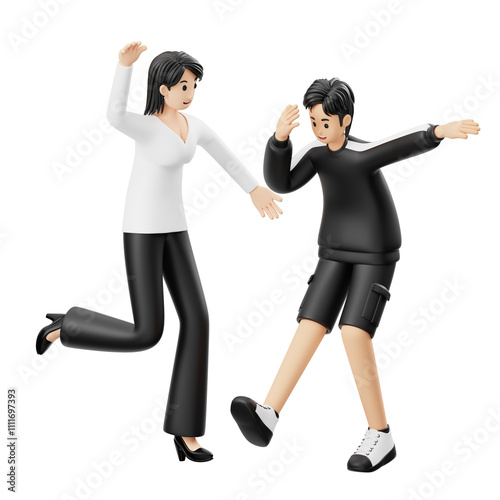 3D Character Couple Dancing Together