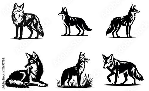 Coyote logo icon black white design