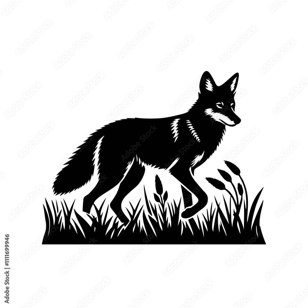 Obraz premium Coyote logo icon black white design