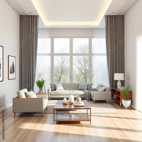 Sofa in living room 3d rendering