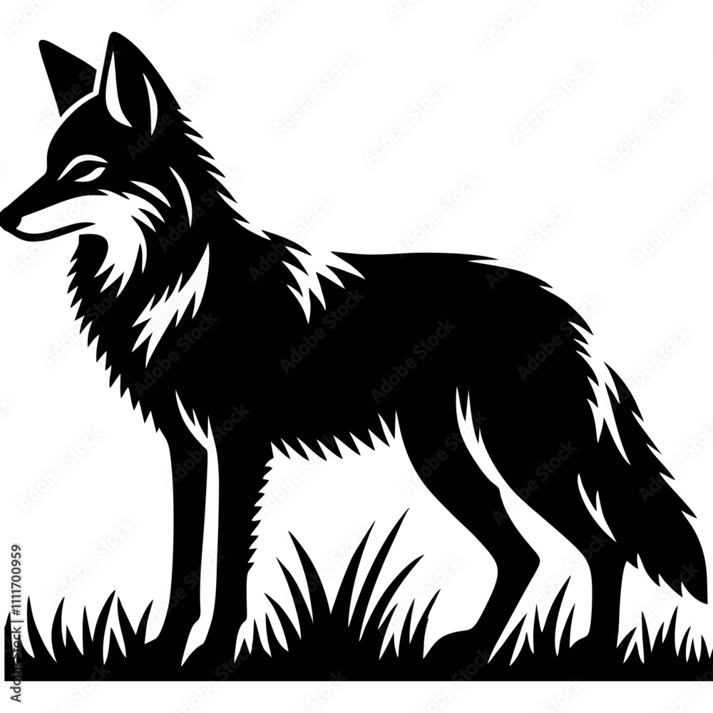 Fototapeta premium Coyote logo icon black white design