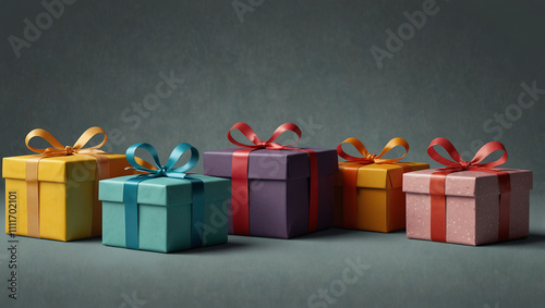 Several small gift boxes of various colors