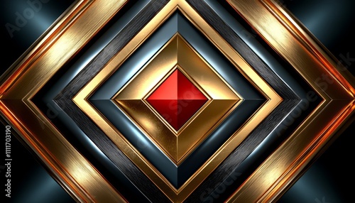 Abstract Gold Black Red Diamond Pattern Design photo