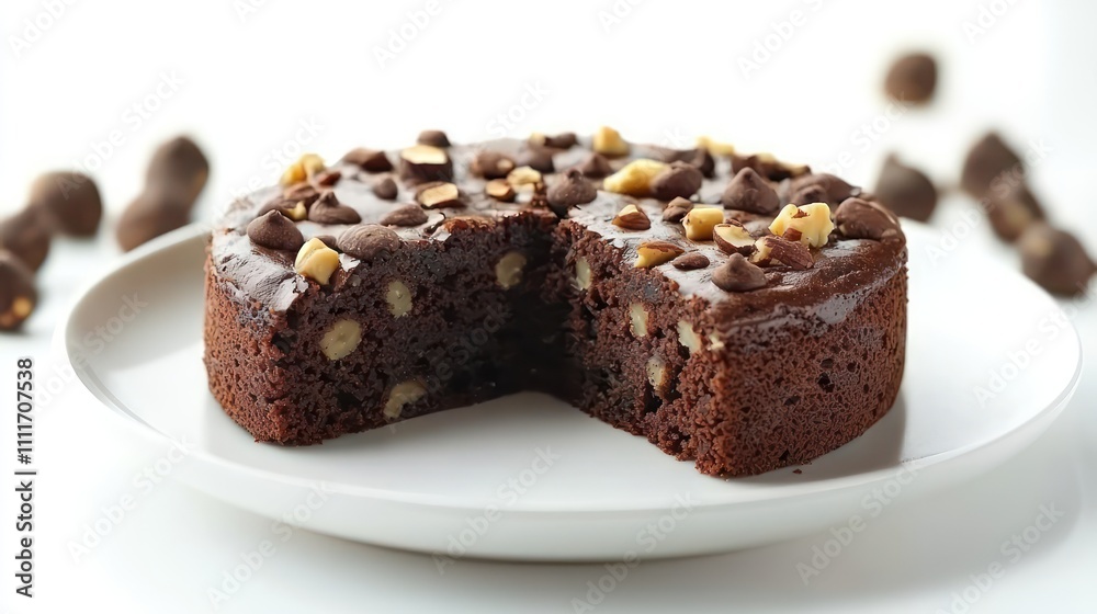 Chocolate cake with nuts, Brownie with nuts Chocolate cake with nuts, Brownie with nuts