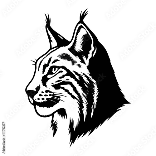 lynx silhouette logo icon black white design