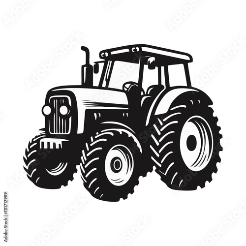 Tractor silhouette logo icon black white design