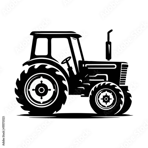 Tractor silhouette logo icon black white design