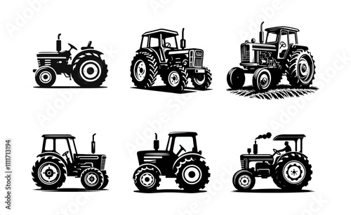 Tractor silhouette logo icon black white design