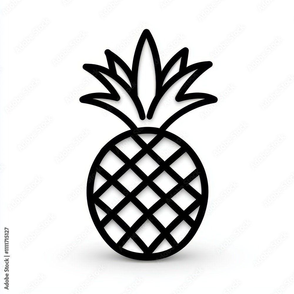 Minimalistic Black Outline Clipart of a Pineapple for Simple Designs Minimalistic Black Outline Clipart of a Pineapple for Simple Designs