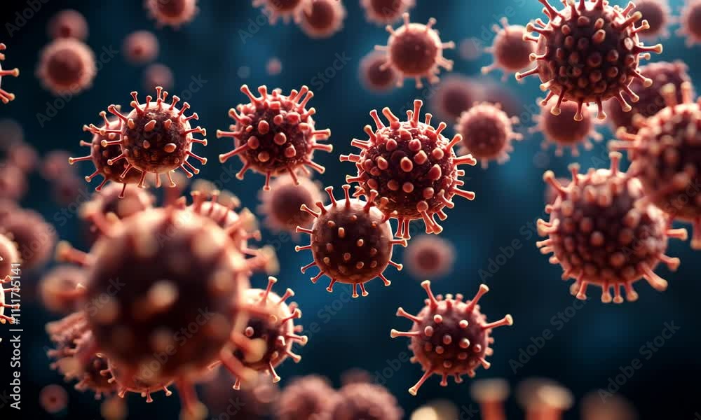 Coronavirus microorganism close-up under electron microscope Coronavirus microorganism close-up under electron microscope